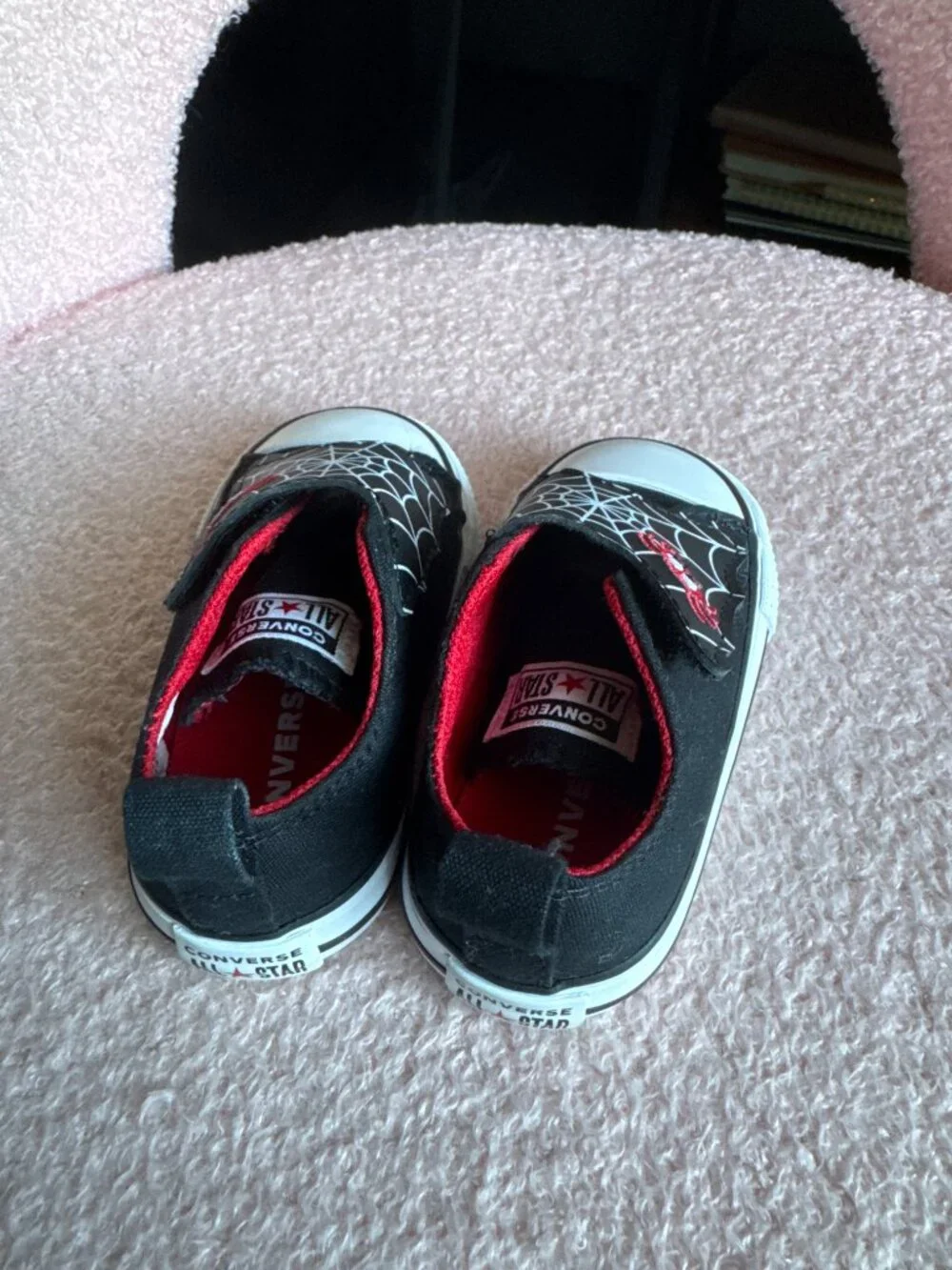 Converse All Star Baby Size 4 Spiderweb Halloween Sneakers Black Red